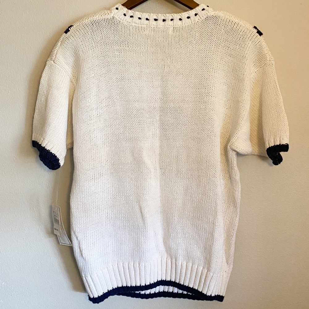 Vintage Lauren Grey Knit Floral Colorful Short Sleeve Sweater NWT Oversized Sz M - Picture 7 of 7